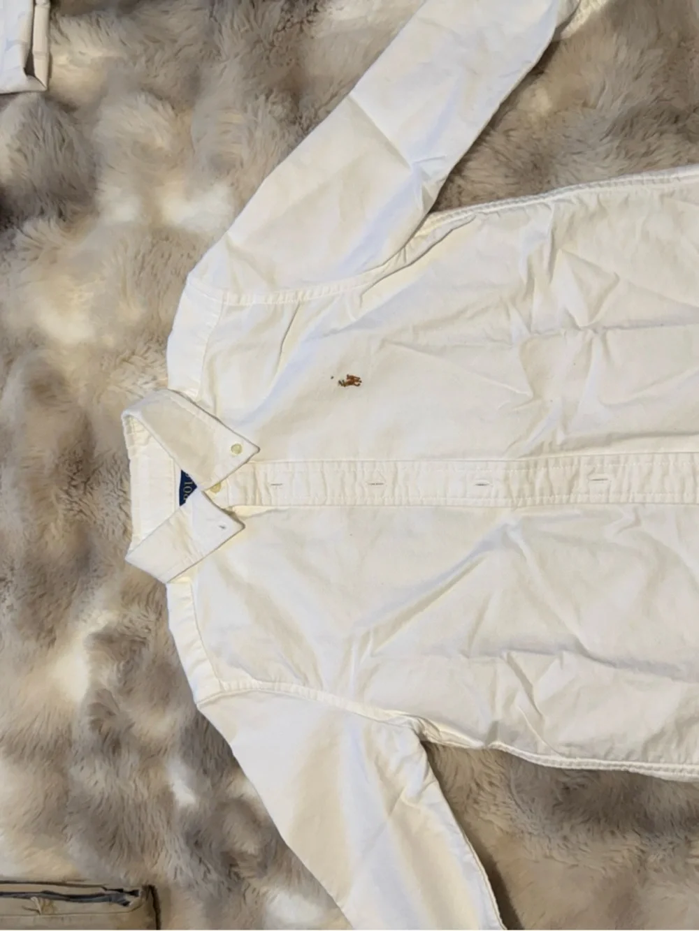 Ralph Lauren White Button-Down Oxford Shirt with Navy Label